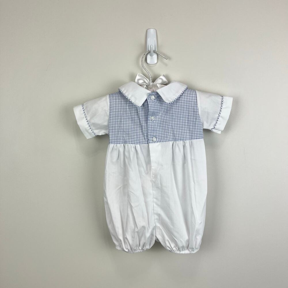 Vintage Alexis White Blue Bubble Romper Newborn - Picture 6 of 7